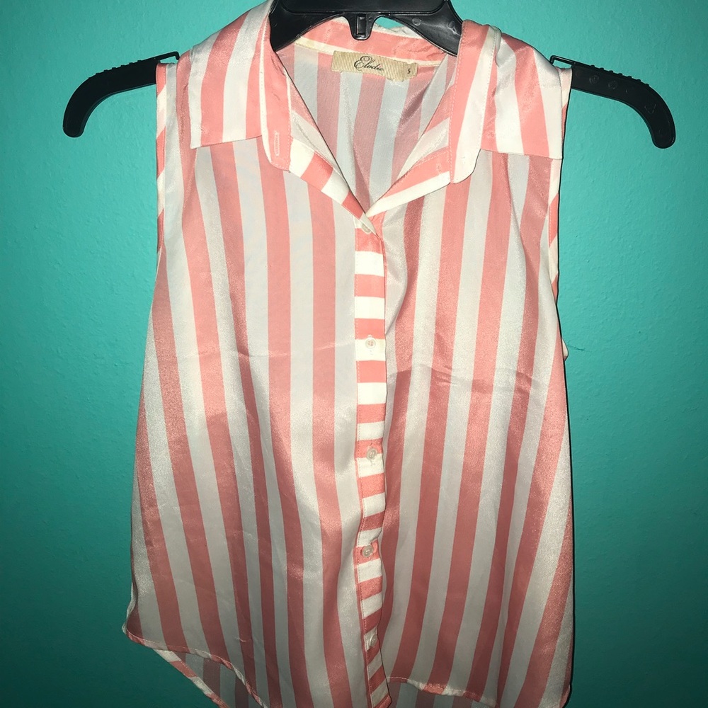 White and peach stripped tank top